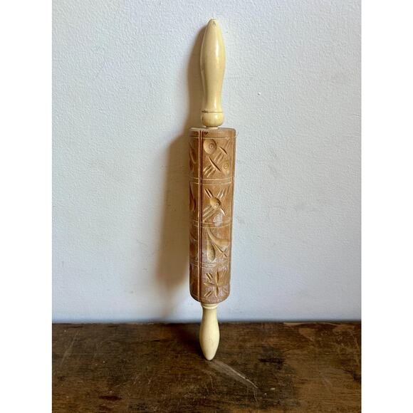 Vintage Springerle Carved Wooden Rolling Pin | Scandinavian Shortbread Cookies - Picture 8 of 8